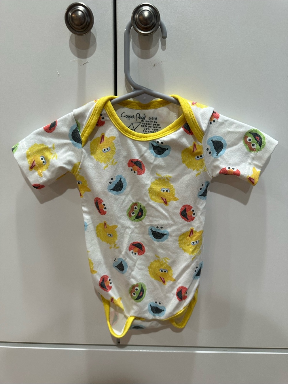 Sesame Street Character Print Yellow-Trim Baby One-Piece Bodysuit